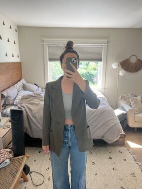 Vintage Olive Green Women's Blazer Jacket
